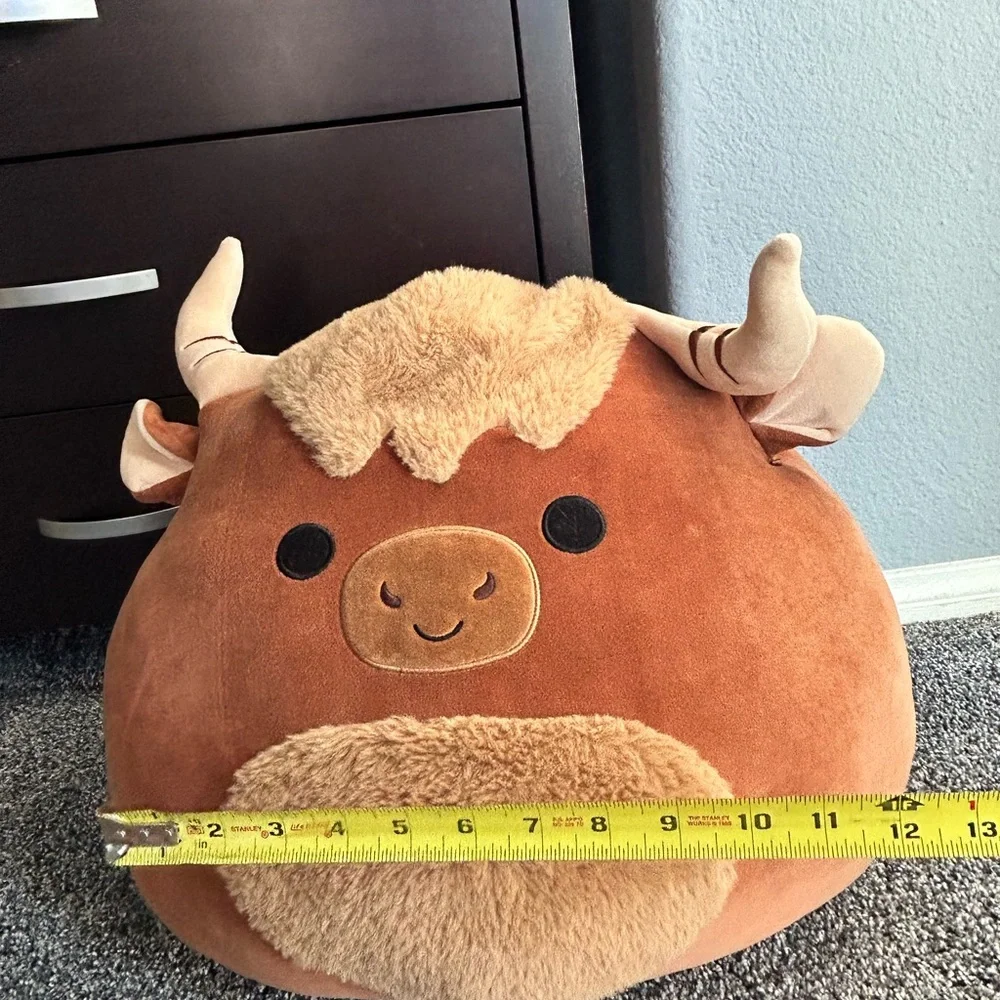 Squishmallows Tan and Cream Bull Accent Pillow